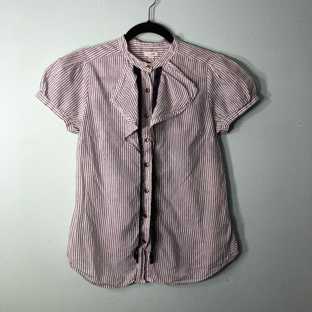 Anthropologie Odille Ruffled Buttondown Blouse